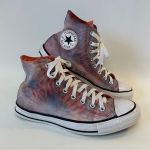 RARE HTF Converse Chuck Taylor All Star Hi Tie Dye Blue Red Coral Men's 9 Wms 11